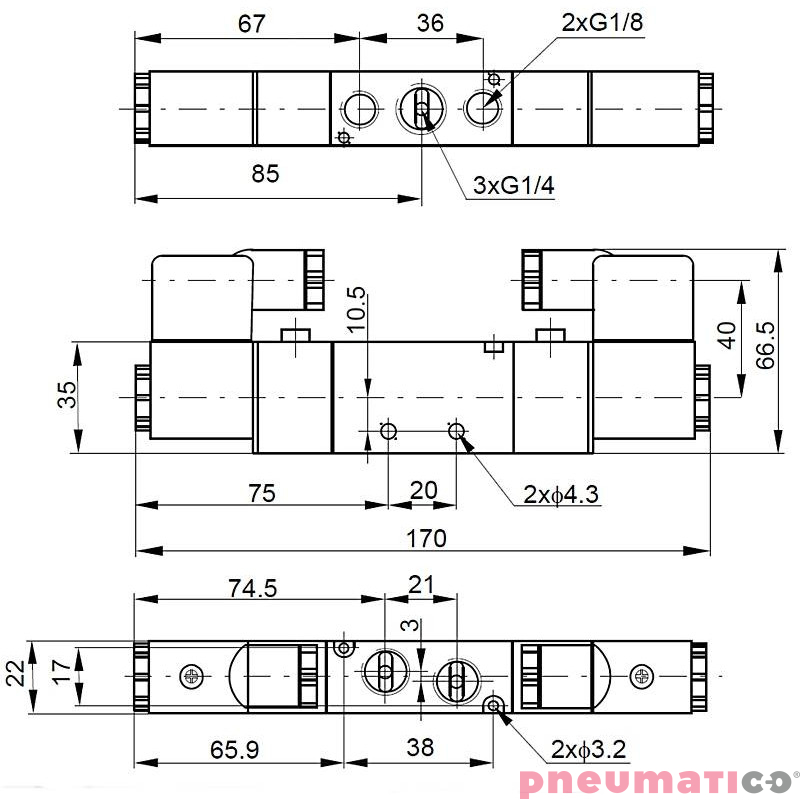 Elektrozaw&oacute;r PNEUMATICO 5/2 G1/4" 115V AC JLE4200-115VAC