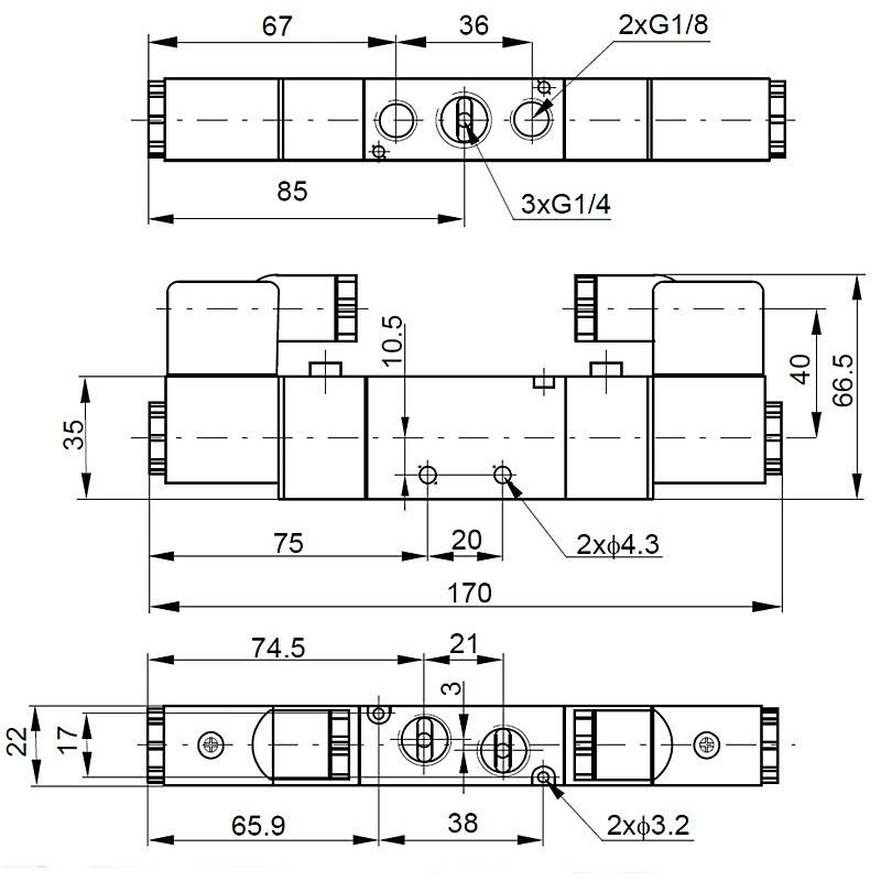 Elektrozawór PNEUMATICO 5/2 G1/4" 12V DC JLE4200-12VDC Elektrozawór PNEUMATICO 5/2 G1/4" 12V DC JLE4200-12VDC