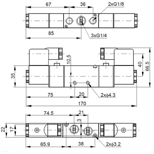 Elektrozawór PNEUMATICO 5/2 G1/4" 12V DC JLE4200-12VDC Elektrozawór PNEUMATICO 5/2 G1/4" 12V DC JLE4200-12VDC