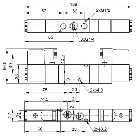 Elektrozaw&oacute;r PNEUMATICO 5/3 G1/4" 12V DC JLE4303-12VDC
