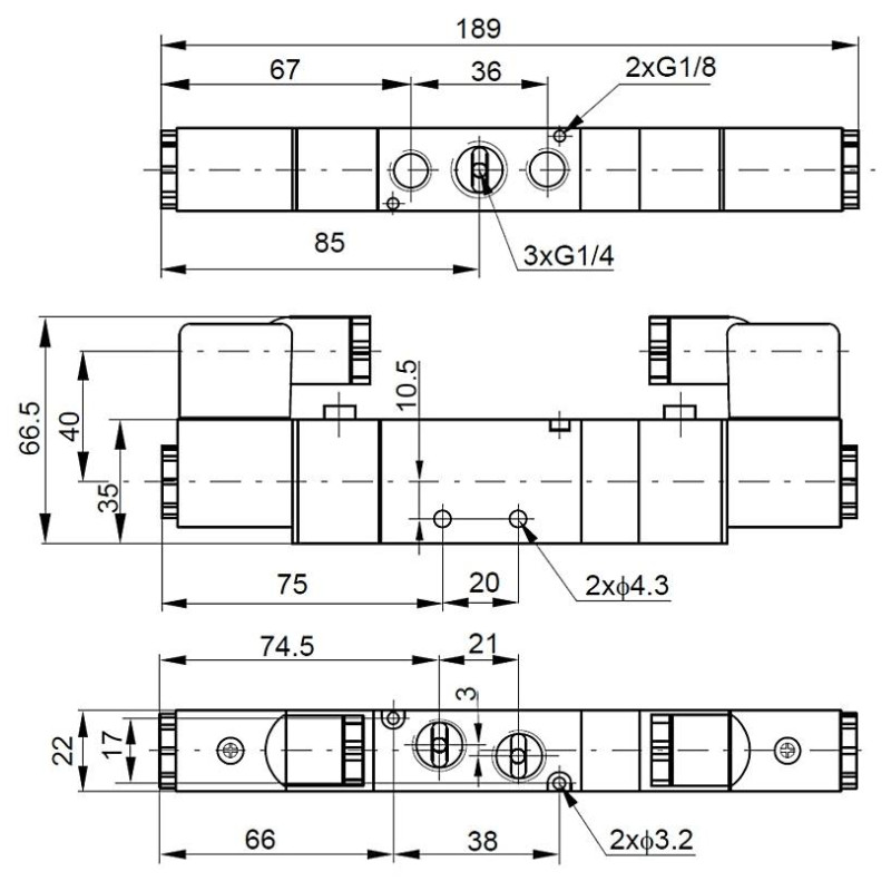 Elektrozaw&oacute;r PNEUMATICO 5/3 G1/4" 12V DC JLE4403-12VDC