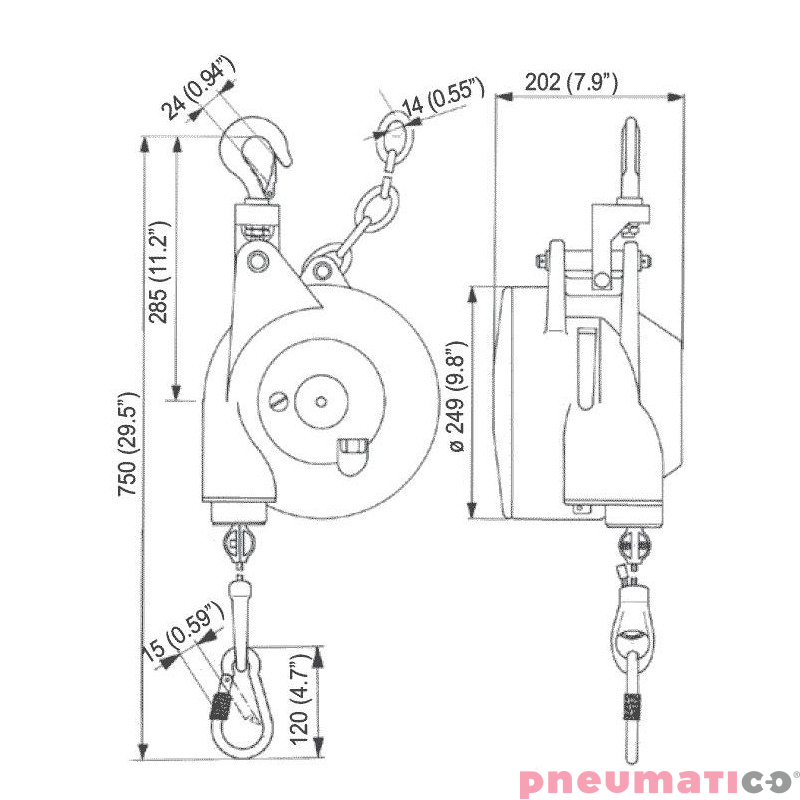 Balanser 75DFL Desoutter 60-75 kg 2000mm 6158050250
