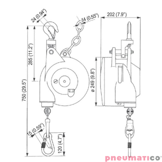 Balanser 75DFL Desoutter 60-75 kg 2000mm 6158050250