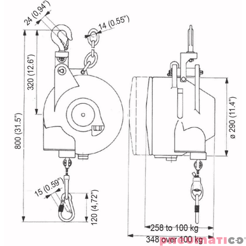 Balanser 170DFL Desoutter 150-170 kg 3000mm 6158050320 Balanser 170DFL Desoutter 150-170 kg 3000mm 6158050320