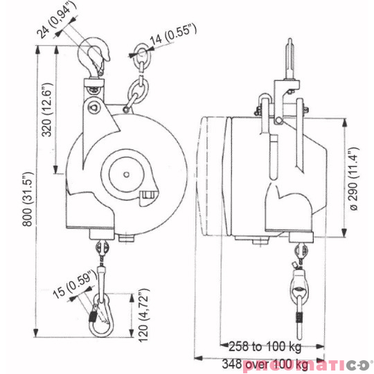 Balanser 170DFL Desoutter 150-170 kg 3000mm 6158050320 Balanser 170DFL Desoutter 150-170 kg 3000mm 6158050320