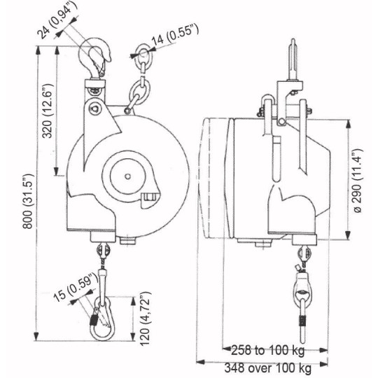 Balanser 180DFL Desoutter 170-180 kg 3000mm 6158050330