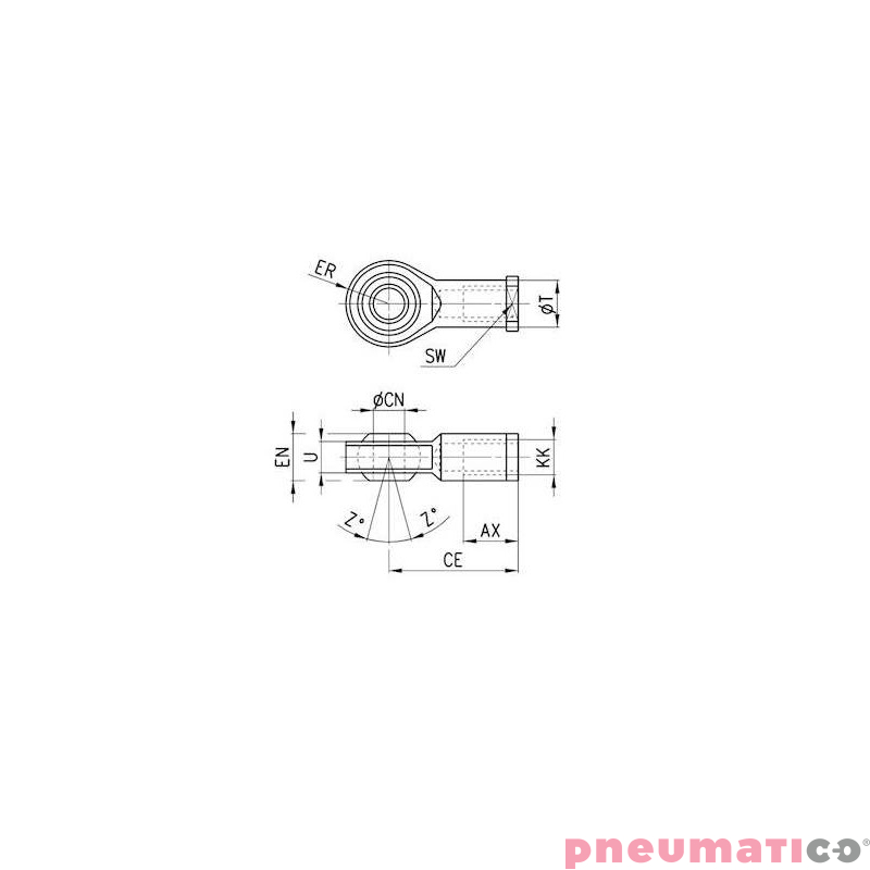 KOŃC&Oacute;WKA KULISTA TŁOCZYSKA M20X1,5 STAL OCYNKOWANA CAMOZZI GA-80-100