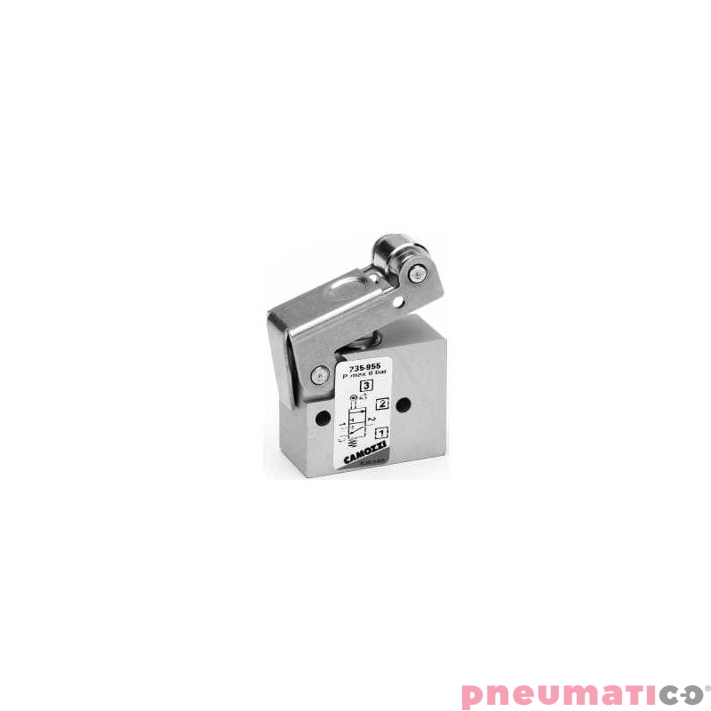 ZAW&Oacute;R 3/2 NC MONOSTABILNY GNIAZDA WTYKOWE O4, RĘCZNY, DŹWIGNIA Z ROLKĄ CAMOZZI 234-955