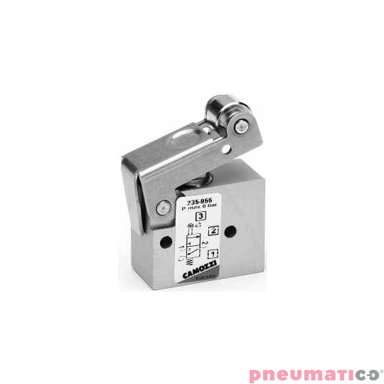 ZAW&Oacute;R 3/2 NC MONOSTABILNY GNIAZDA WTYKOWE O4, RĘCZNY, DŹWIGNIA Z ROLKĄ CAMOZZI 234-955