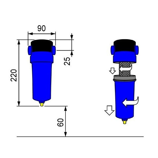 Separator cyklonowy SA005 OMI 3/8"