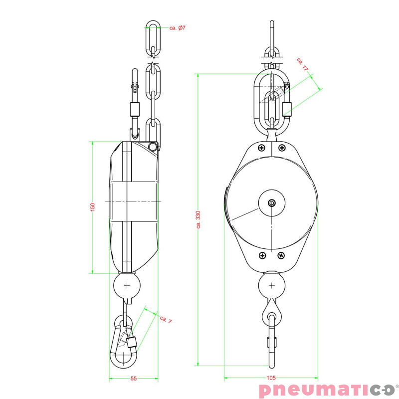 Pozycjoner Carl Stahl Kromer 2.0-7.0kg 1500mm 5250000001 Pozycjoner Carl Stahl Kromer 2.0-7.0kg 1500mm 5250000001