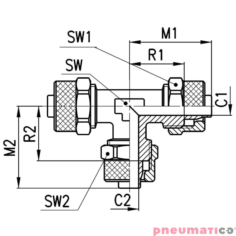 Tr&oacute;jnik typu T serii 1540 O6/4 CAMOZZI 1540-64
