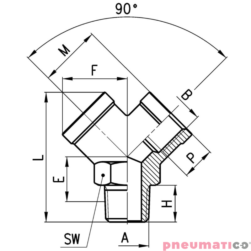 Trójnik typu Y serii 2040 R1/4" G1/4"-W-Z-W CAMOZZI 2040-14-14 Trójnik typu Y serii 2040 R1/4" G1/4"-W-Z-W CAMOZZI 2040-14-14