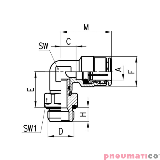 Złączka kątowa serii 6522 Z O-RING O6 M5-Z CAMOZZI 6522-6-M5 Złączka kątowa serii 6522 Z O-RING O6 M5-Z CAMOZZI 6522-6-M5