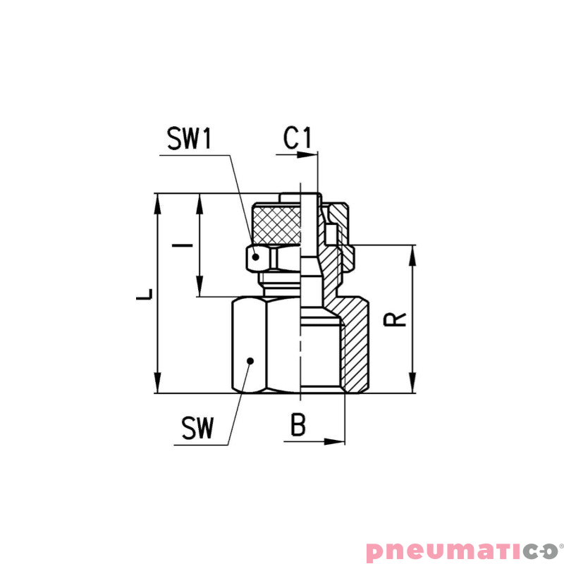 Złączka prosta serii 1463 O6/4 G1/8"-W CAMOZZI 1463-64-18 Złączka prosta serii 1463 O6/4 G1/8"-W CAMOZZI 1463-64-18