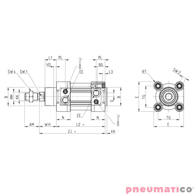 Siłownik ISO 15552 serii 63 O100 CAMOZZI 63MP2C100A0200Z Siłownik ISO 15552 serii 63 O100 CAMOZZI 63MP2C100A0200Z