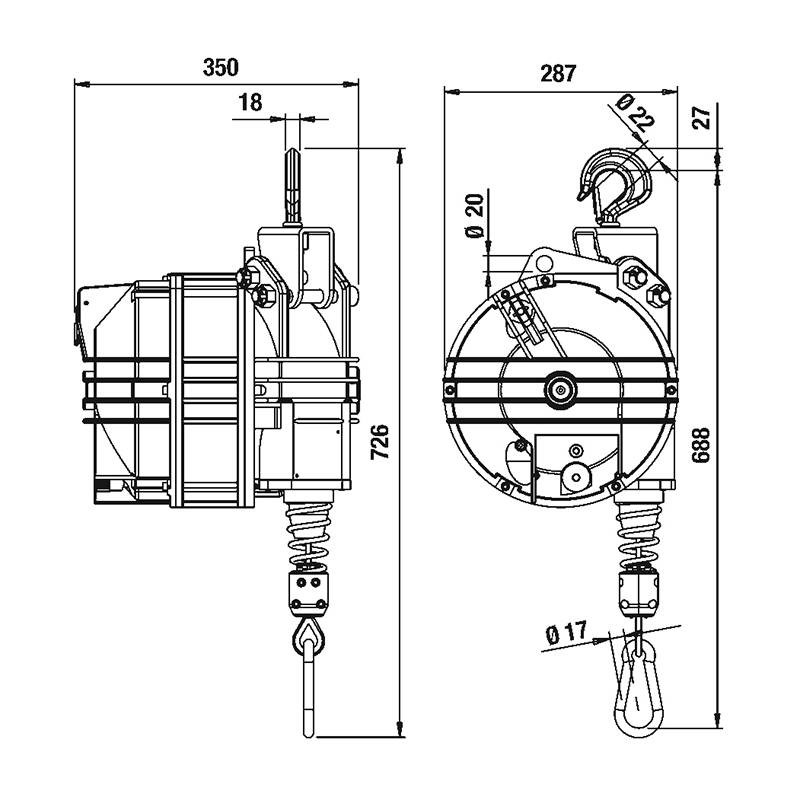 Balanser linkowy 9451 TECNA 100-115kg 3000mm