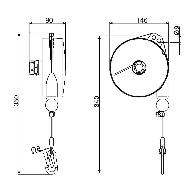Balanser linkowy 9321AX TECNA 2-4 kg 2000mm Balanser linkowy 9321AX TECNA 2-4 kg 2000mm