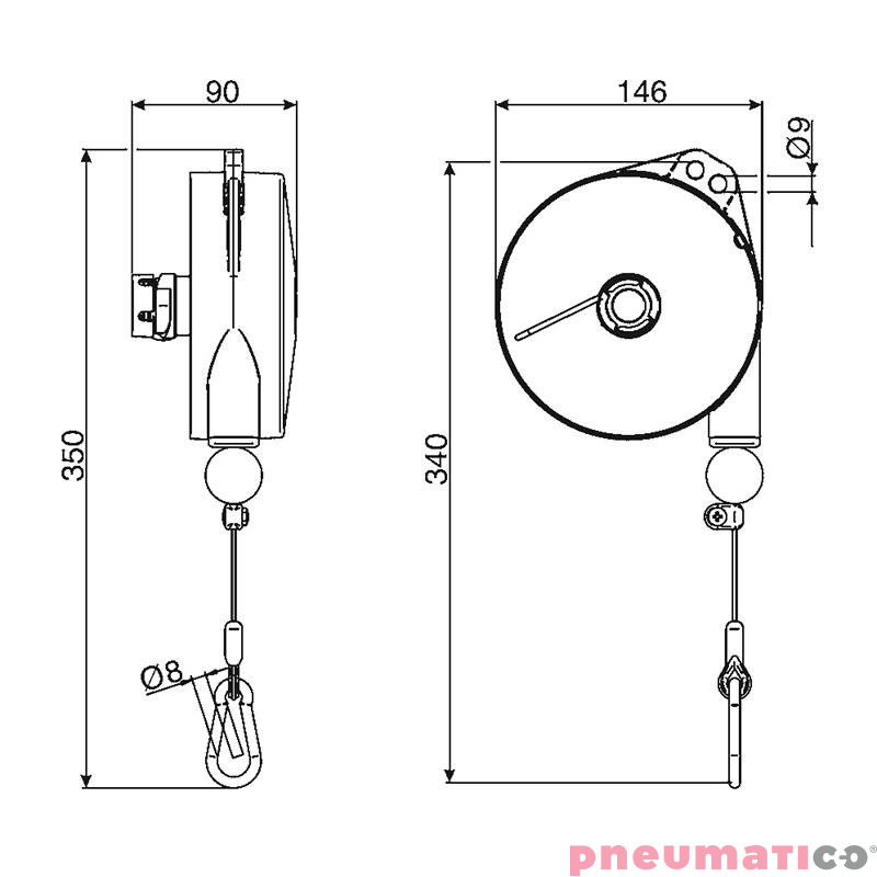 Balanser linkowy 9323AX TECNA 6-8 kg 2000mm