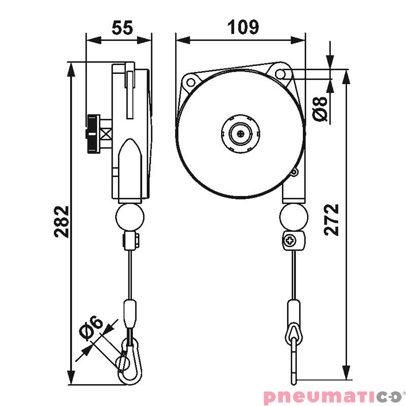 Balanser linkowy antystatyczny ESD TECNA 9310ES 0,2-0,5kg 1600mm