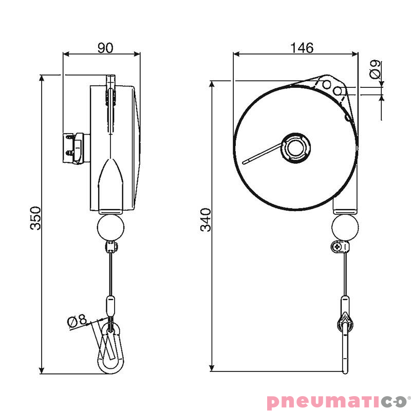 Balanser linkowy antystatyczny ESD 9323ES TECNA 6-8kg 2000mm