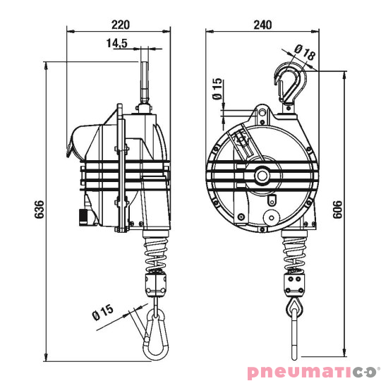 Balanser linkowy 9363G TECNA 20-25kg 2000mm