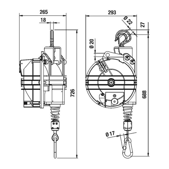 Balanser linkowy TECNA 9436G.B1 50-60kg 3000mm