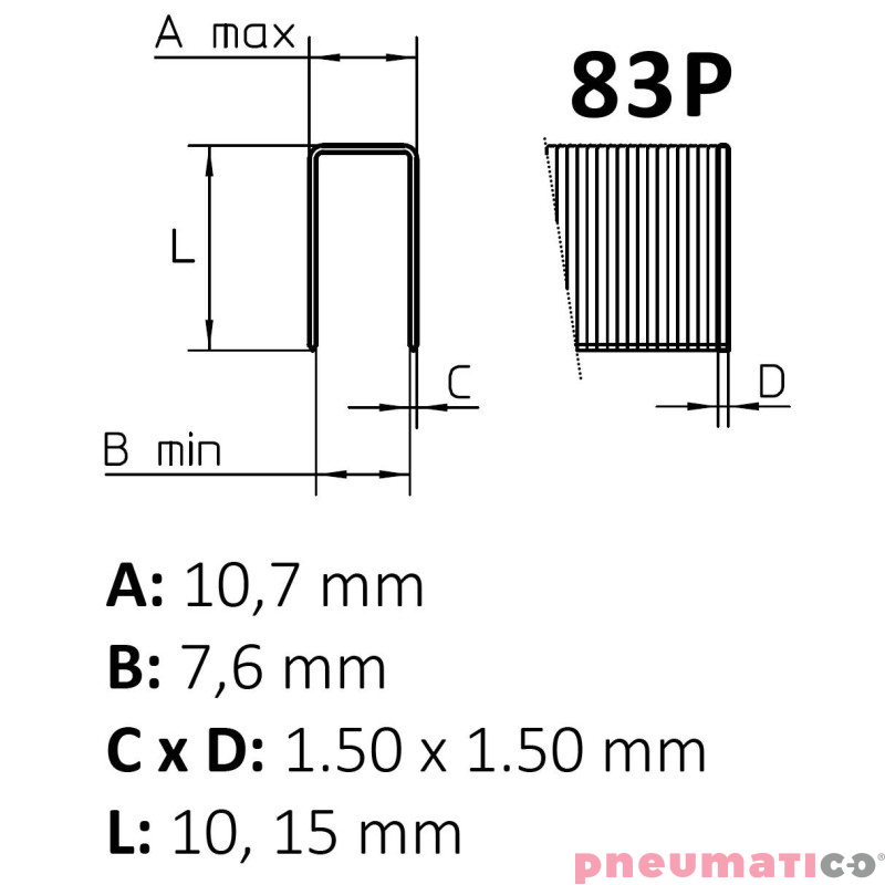 Zszywki Pneumatico plastikowe 83P 15mm 1op.-5040szt. Zszywki Pneumatico plastikowe 83P 15mm 1op.-5040szt.