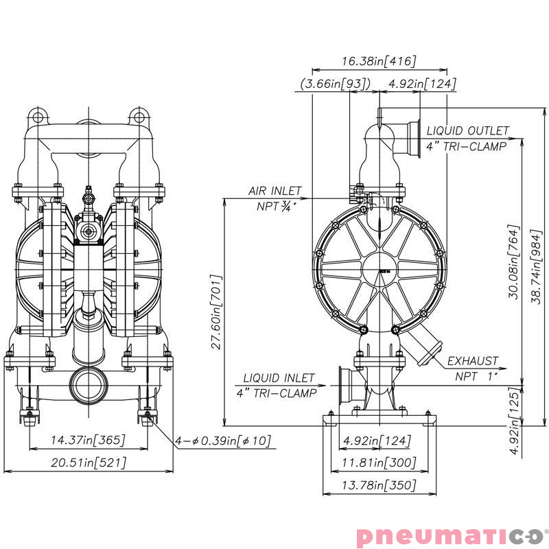 POMPA SPOŻYWCZA MEMBRANOWA 4" EPDM-FDA 840L/MIN NDP-80BSE-FDA YAMADA POMPA SPOŻYWCZA MEMBRANOWA 4" EPDM-FDA 840L/MIN NDP-80BSE-FDA YAMADA