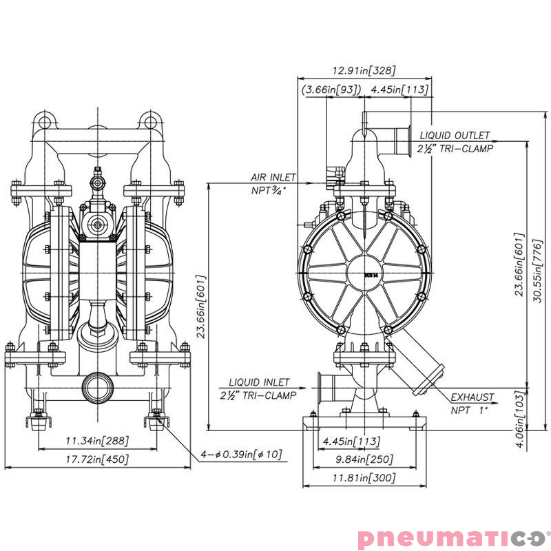 POMPA SPOŻYWCZA MEMBRANOWA 2-1/2" PTFE 605L/MIN NDP-50BST-FDA YAMADA POMPA SPOŻYWCZA MEMBRANOWA 2-1/2" PTFE 605L/MIN NDP-50BST-FDA YAMADA