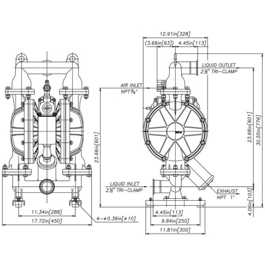 POMPA SPOŻYWCZA MEMBRANOWA 2-1/2" EPDM-FDA 620L/MIN NDP-50BSE-FDA YAMADA POMPA SPOŻYWCZA MEMBRANOWA 2-1/2" EPDM-FDA 620L/MIN NDP-50BSE-FDA YAMADA