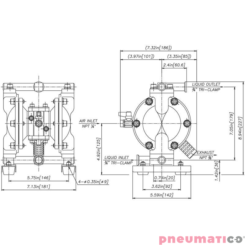 POMPA SPOŻYWCZA MEMBRANOWA 3/4" 22 L/MIN PTFE YAMADA DP-10BST-FDA POMPA SPOŻYWCZA MEMBRANOWA 3/4" 22 L/MIN PTFE YAMADA DP-10BST-FDA
