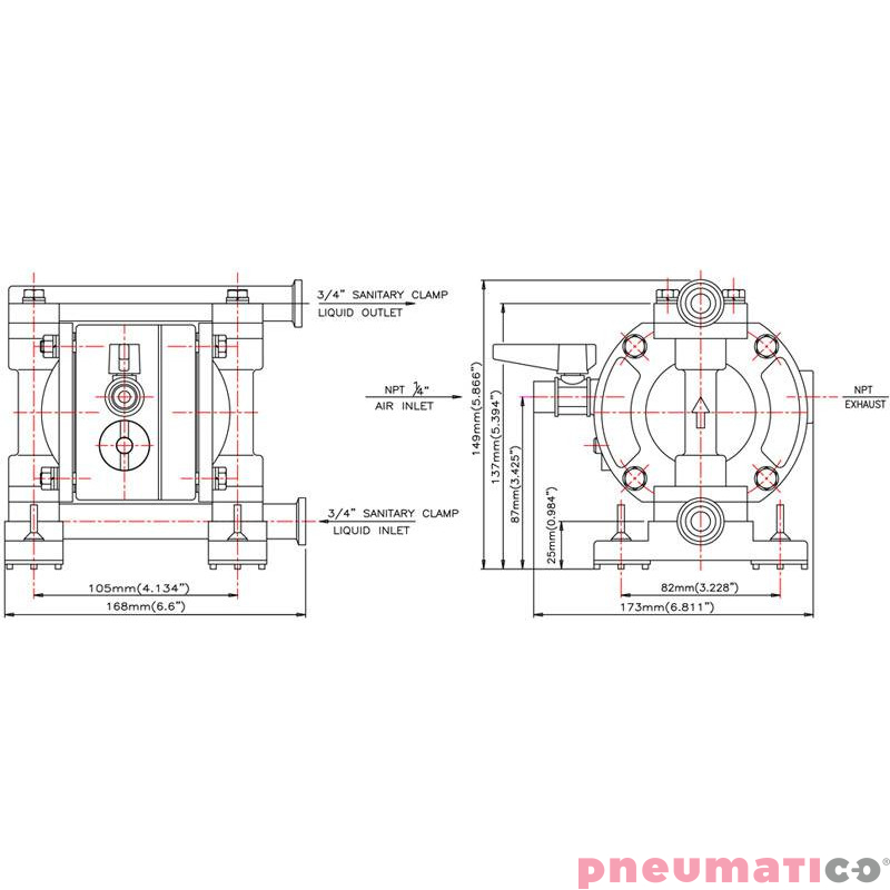 POMPA SPOŻYWCZA MEMBRANOWA 3/4" 11,7 L/MIN PTFE YAMADA NDP-5FST-FDA
