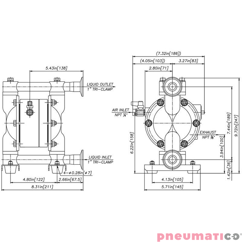 POMPA SPOŻYWCZA MEMBRANOWA 1" 51 L/MIN HYTREL YAMADA NDP-15BSH-FDA POMPA SPOŻYWCZA MEMBRANOWA 1" 51 L/MIN HYTREL YAMADA NDP-15BSH-FDA
