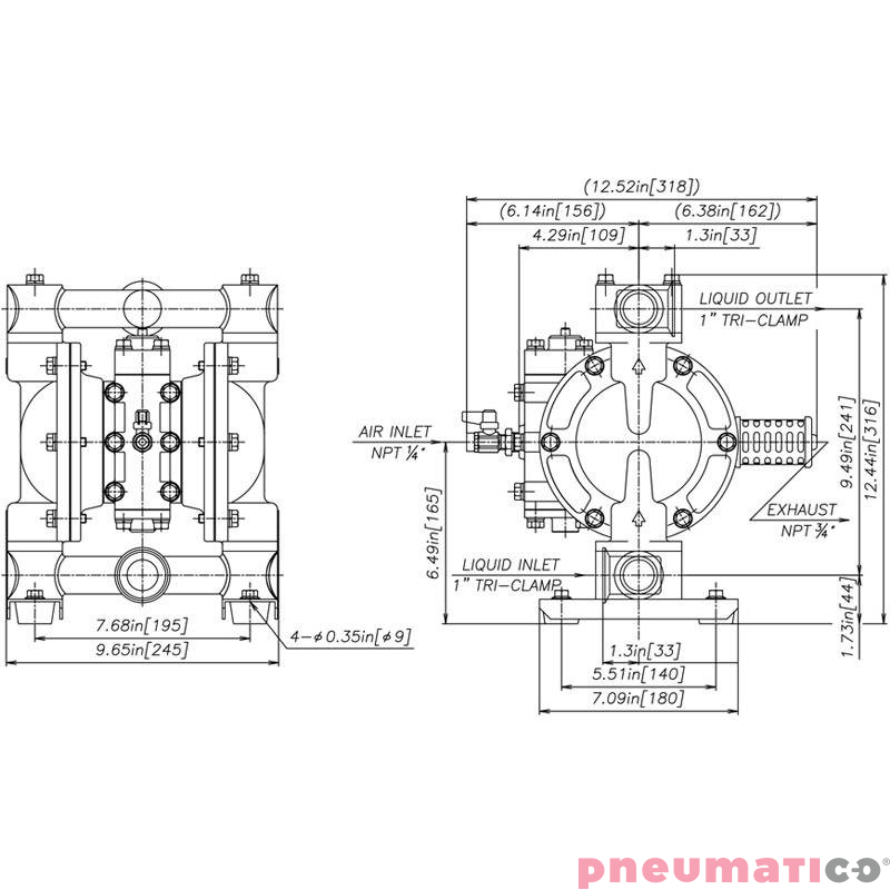 POMPA SPOŻYWCZA MEMBRANOWA YAMADA 1" 120L/MIN HYTREL NDP-P20BSH-FDA POMPA SPOŻYWCZA MEMBRANOWA YAMADA 1" 120L/MIN HYTREL NDP-P20BSH-FDA