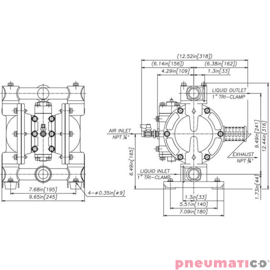 POMPA SPOŻYWCZA MEMBRANOWA YAMADA 1" 120L/MIN HYTREL NDP-P20BSH-FDA POMPA SPOŻYWCZA MEMBRANOWA YAMADA 1" 120L/MIN HYTREL NDP-P20BSH-FDA