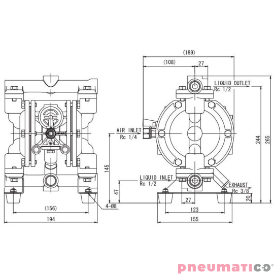 POMPA MEMBRANOWA SERIA G 1/2' PP POLIPROPYLEN/TPO SANTOPREN YAMADA G15PS00 POMPA MEMBRANOWA SERIA G 1/2' PP POLIPROPYLEN/TPO SANTOPREN YAMADA G15PS00