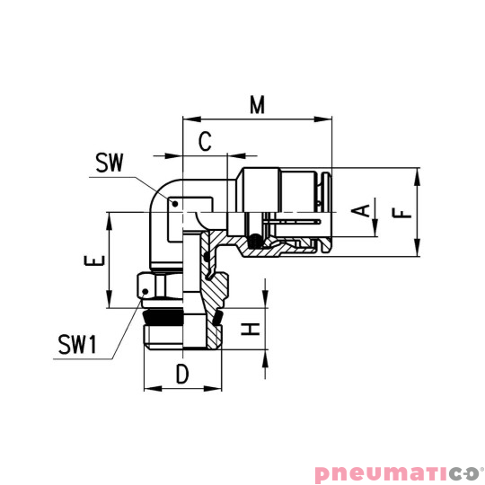 Złączka kątowa serii S6520 O10 G1/4-Z CAMOZZI S6520-10-14 Złączka kątowa serii S6520 O10 G1/4-Z CAMOZZI S6520-10-14