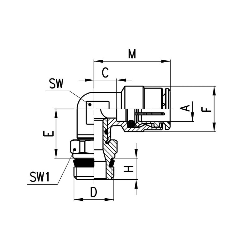 Złączka kątowa serii S6520 O10 G1/4-Z CAMOZZI S6520-10-14 Złączka kątowa serii S6520 O10 G1/4-Z CAMOZZI S6520-10-14