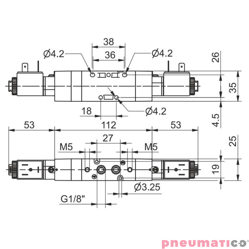 Elektrozaw&oacute;r Pneumax Tecno G1/8 T488.53.31.0.0.M57 110 VAC