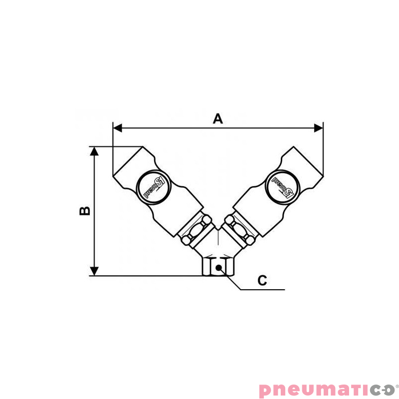 Podw&oacute;jny łącznik r&oacute;wnoległy żeński z gwintem wewnętrznym PREVOST 1/2"