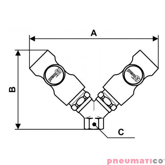 Podw&oacute;jny łącznik r&oacute;wnoległy żeński z gwintem wewnętrznym PREVOST 1/2"