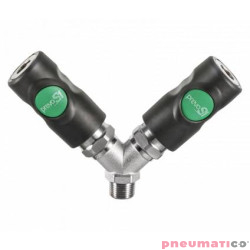 Podw&oacute;jny łącznik r&oacute;wnoległy żeński z gwintem zewnętrznym PREVOST 3/8"