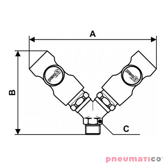 Podw&oacute;jny łącznik r&oacute;wnoległy żeński z gwintem zewnętrznym PREVOST 3/8"