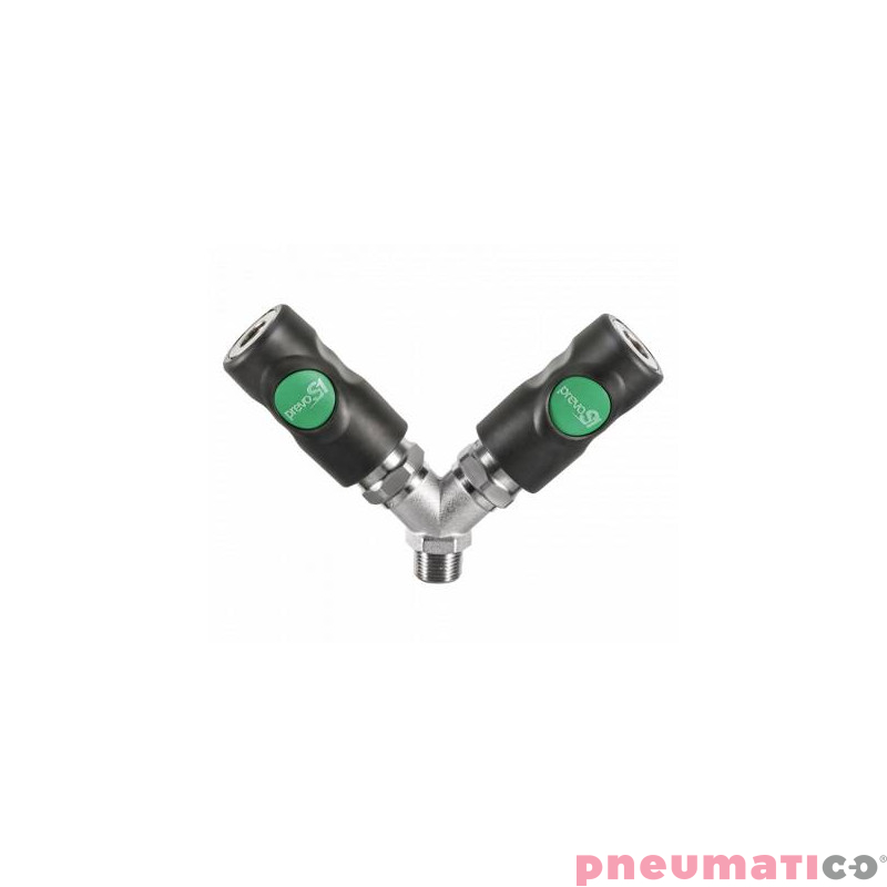 Podwójny łącznik równoległy żeński z gwintem zewnętrznym PREVOST 1/2" Podwójny łącznik równoległy żeński z gwintem zewnętrznym PREVOST 1/2"