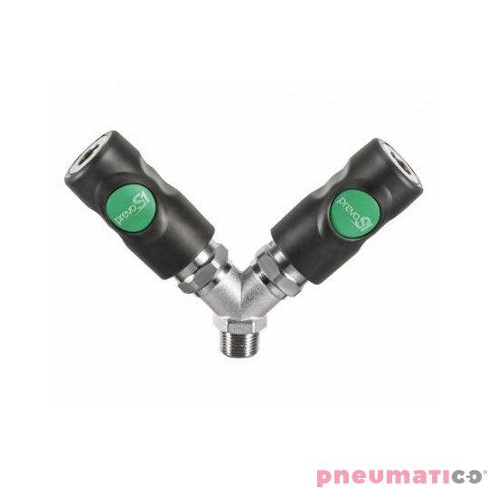 Podwójny łącznik równoległy żeński z gwintem zewnętrznym PREVOST 1/2" Podwójny łącznik równoległy żeński z gwintem zewnętrznym PREVOST 1/2"