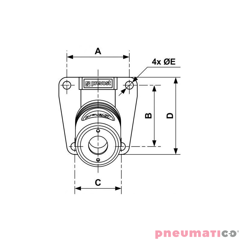 Przyłącze naścienne z gwintem wew. i jednym portem Prevost G1/2 ESI 111103WK
