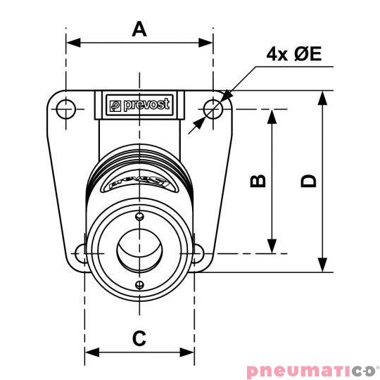 Przyłącze naścienne z gwintem wew. i jednym portem Prevost G1/2 ESI 111103WK