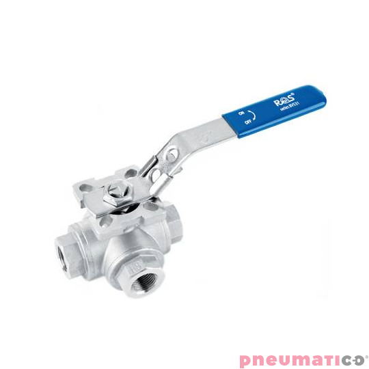 Zaw&oacute;r kulowy - tr&oacute;jdrogowy z kołnierzem ISO 5211 130 BAR KULA "L" TYP BV531 FG03 S6R