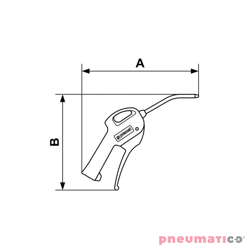 Pistolet do przedmuchu z metalową dyszą Prevost 27102MTLBP3 11 cm